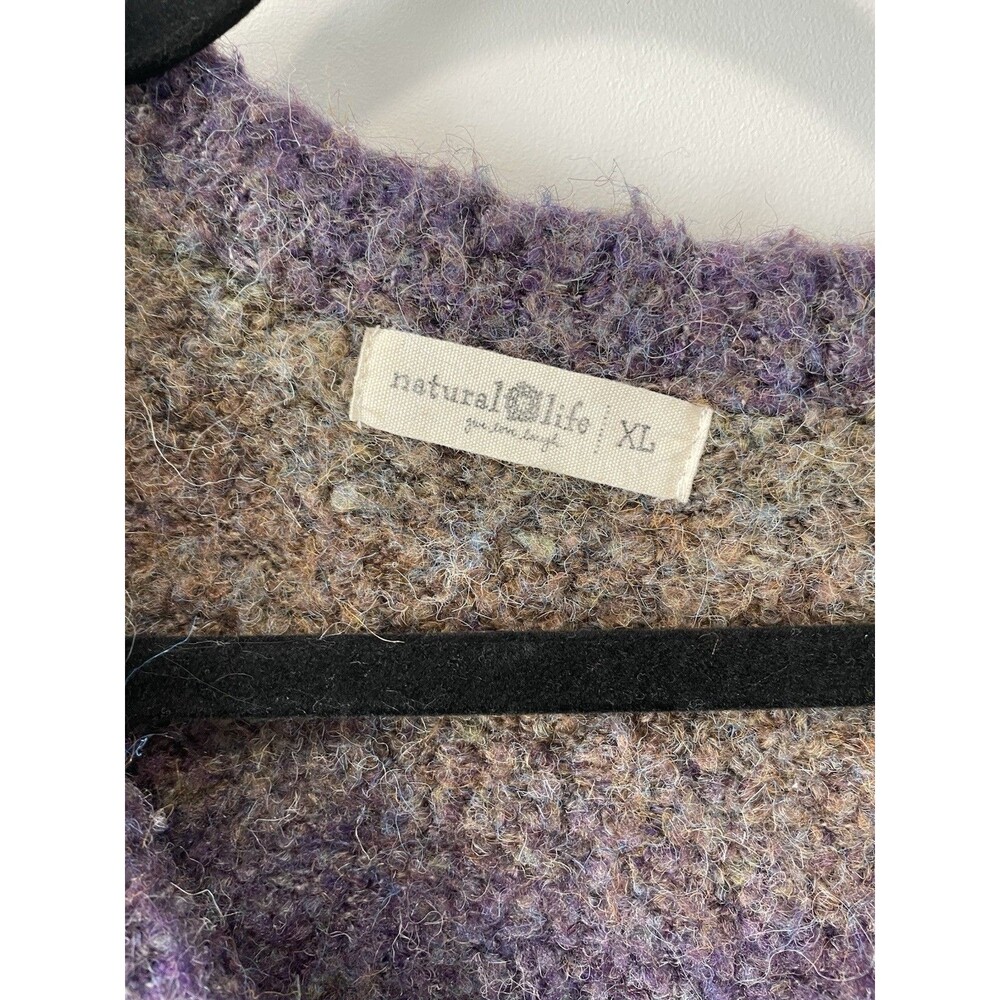 Natural Life V-Neck Sweater Ombré Blue Green Purple XL Boho Chunky Wool Blend - Picture 5 of 8